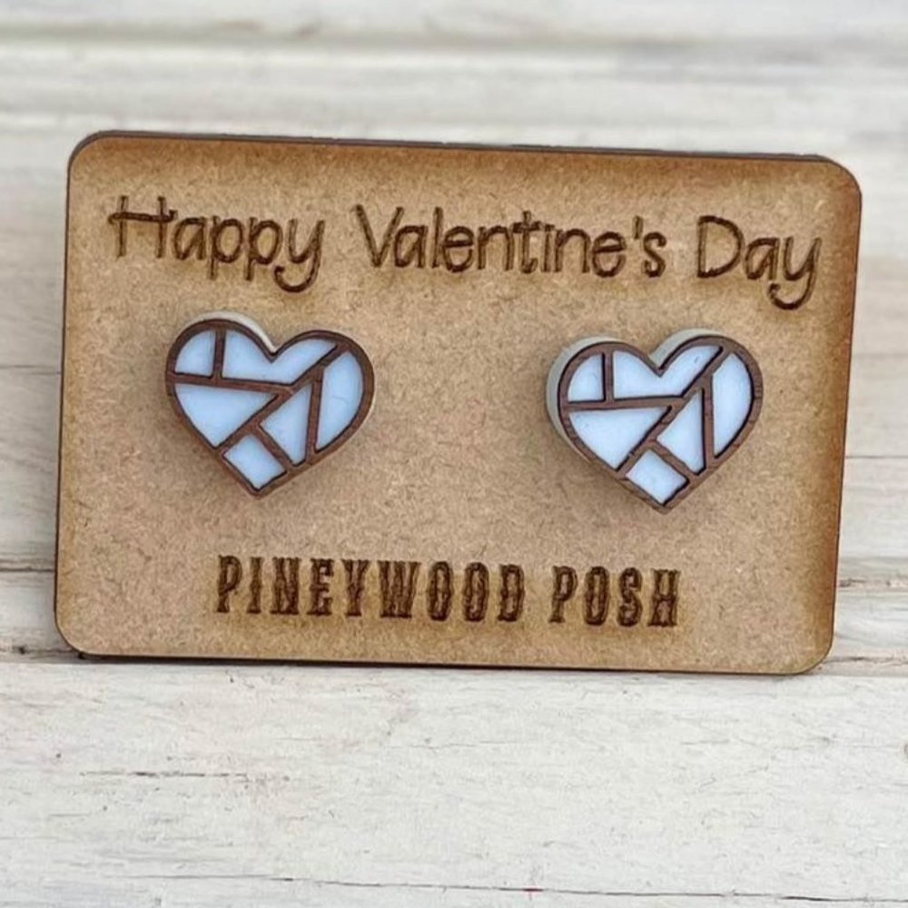 Pastel Blue Heart Stud Earrings